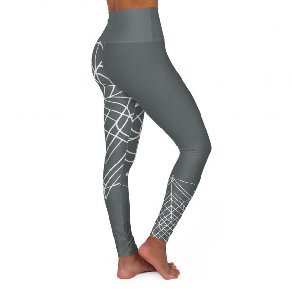 Stylish High Waisted Yoga Leggings (Both Legs Geometric Design - Dark Grey) - Comfortable Fitness Wear for Active Lifestyle - Image 4