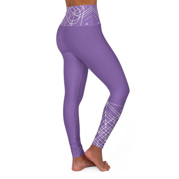 Stylish High Waisted Yoga Leggings (Full Waist and One Leg Geometric Design - Light Purple) - Comfortable Fitness Wear for Active Lifestyle - Image 4