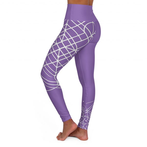Stylish High Waisted Yoga Leggings (Both Legs Geometric Design - Light Purple) - Comfortable Fitness Wear for Active Lifestyle - Image 3