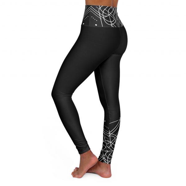 Stylish High Waisted Yoga Leggings (Full Waist and One Leg Geometric Design - Black) - Comfortable Fitness Wear for Active Lifestyle - Image 3