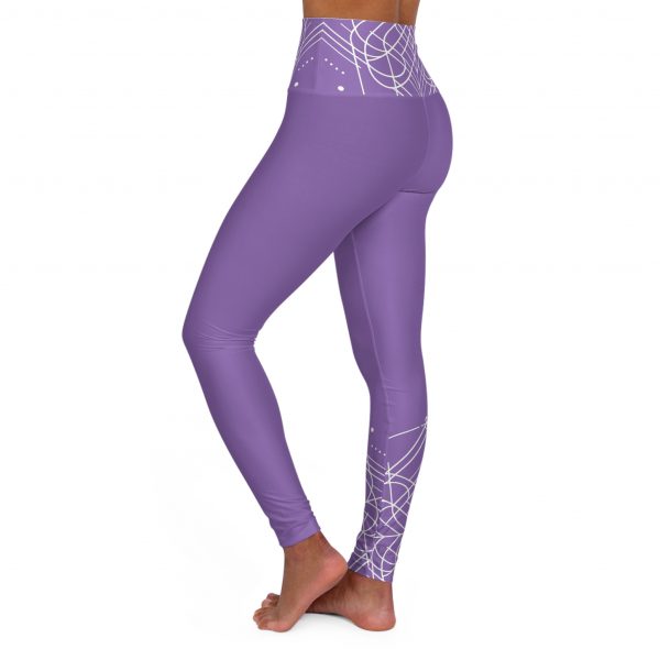 Stylish High Waisted Yoga Leggings (Full Waist and One Leg Geometric Design - Light Purple) - Comfortable Fitness Wear for Active Lifestyle - Image 3