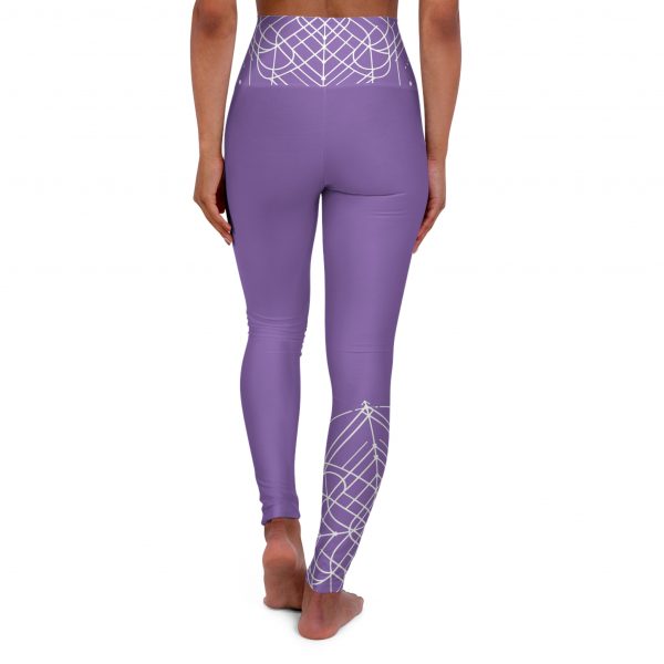 Stylish High Waisted Yoga Leggings (Full Waist and One Leg Geometric Design - Light Purple) - Comfortable Fitness Wear for Active Lifestyle - Image 2